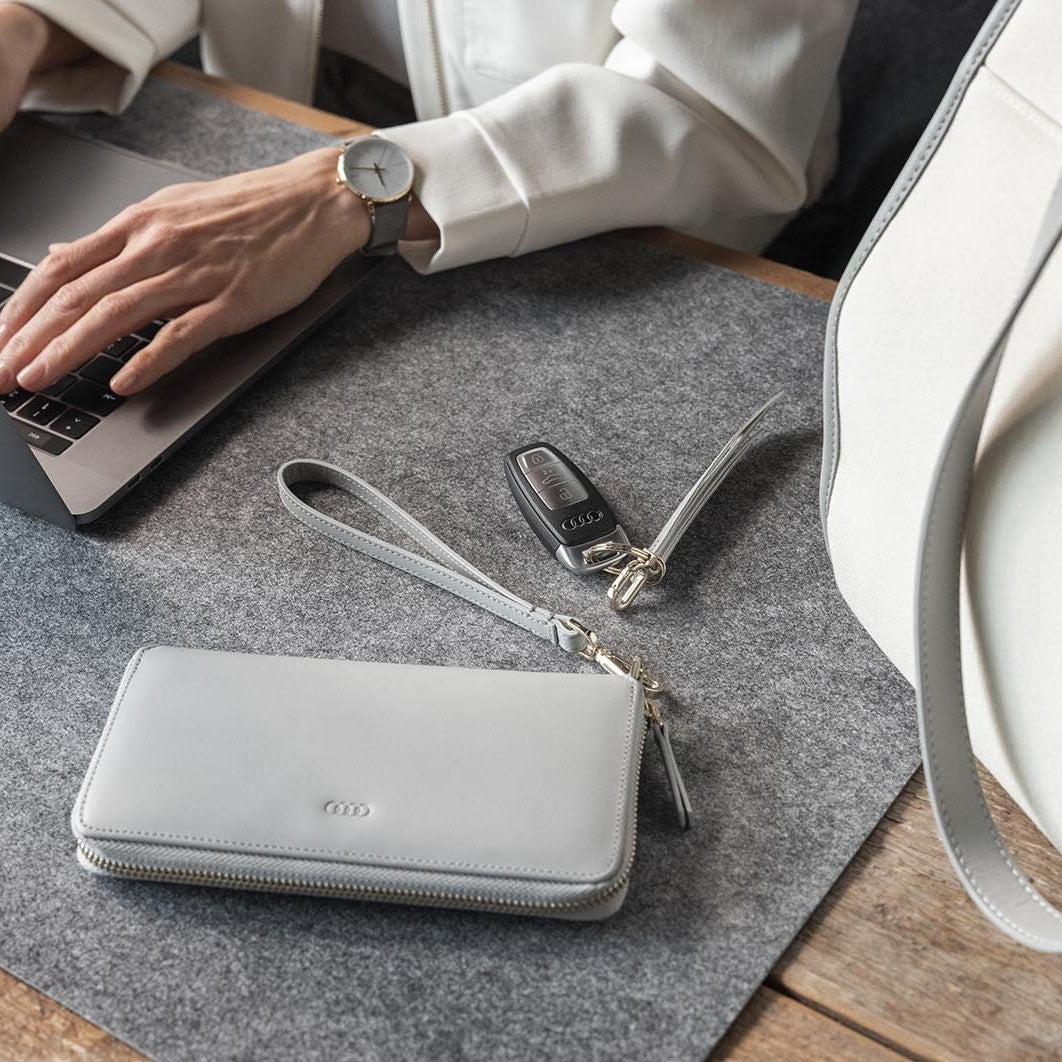 Audi wallet leather, womens, grey