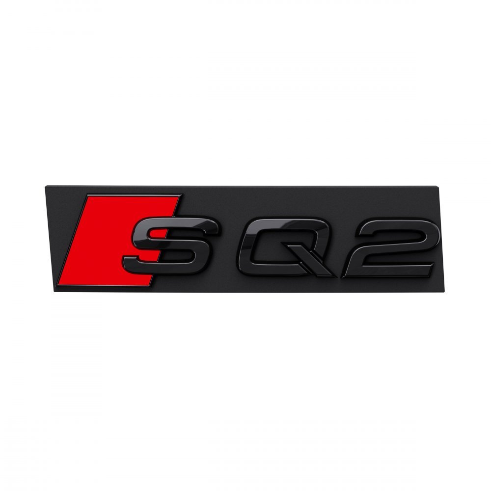 SQ2 Model name, front. Black,