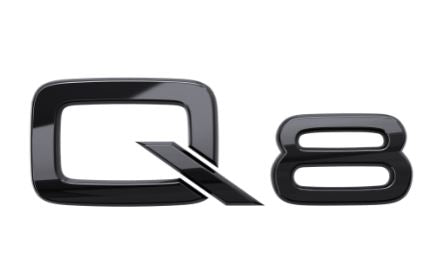 Q8 Model name, rear. Black
