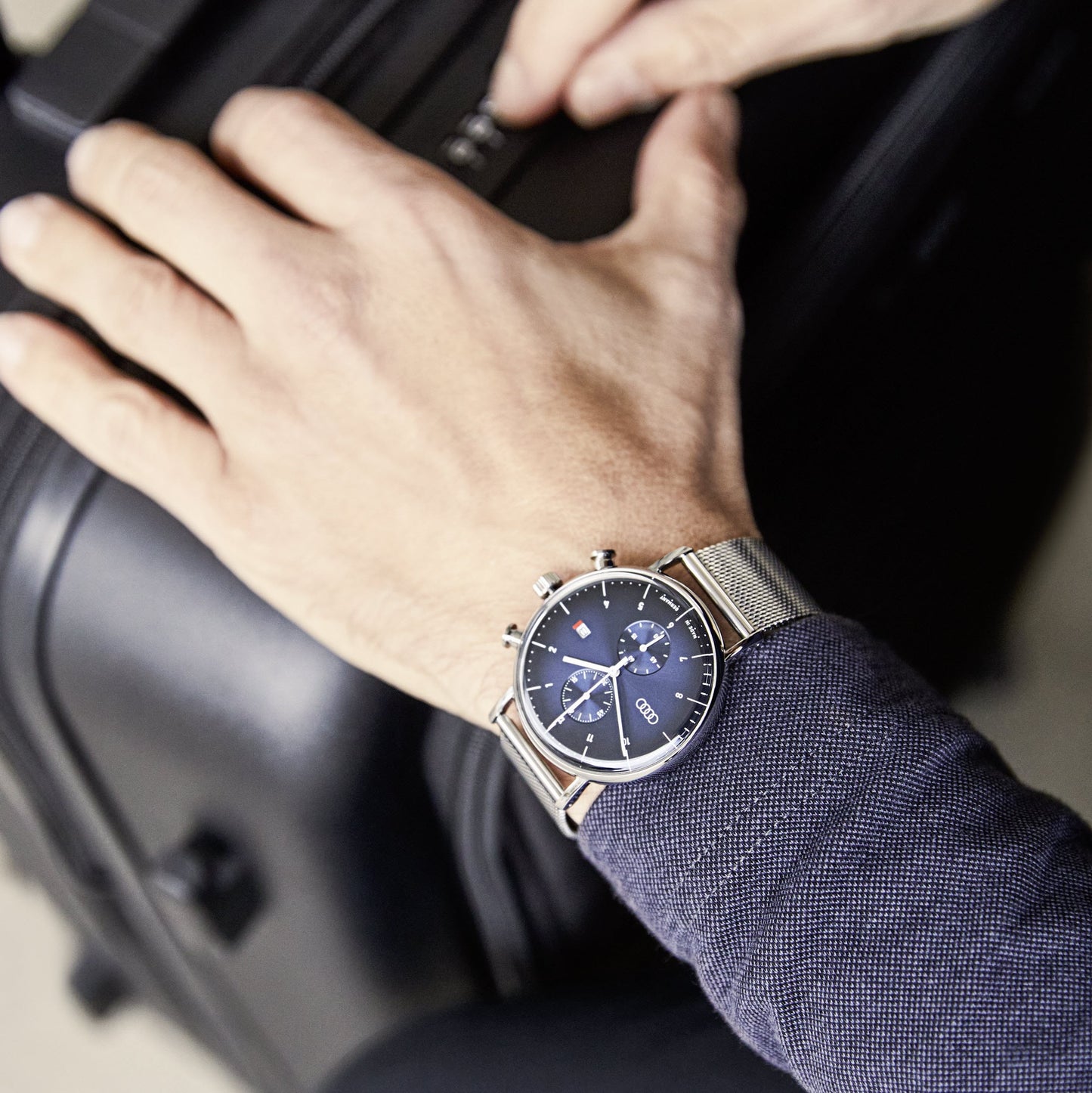 Audi Chronograph, silver/night blue