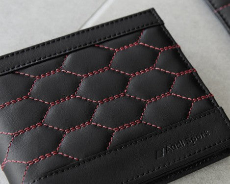Audi Sport wallet leather, mens, black-red