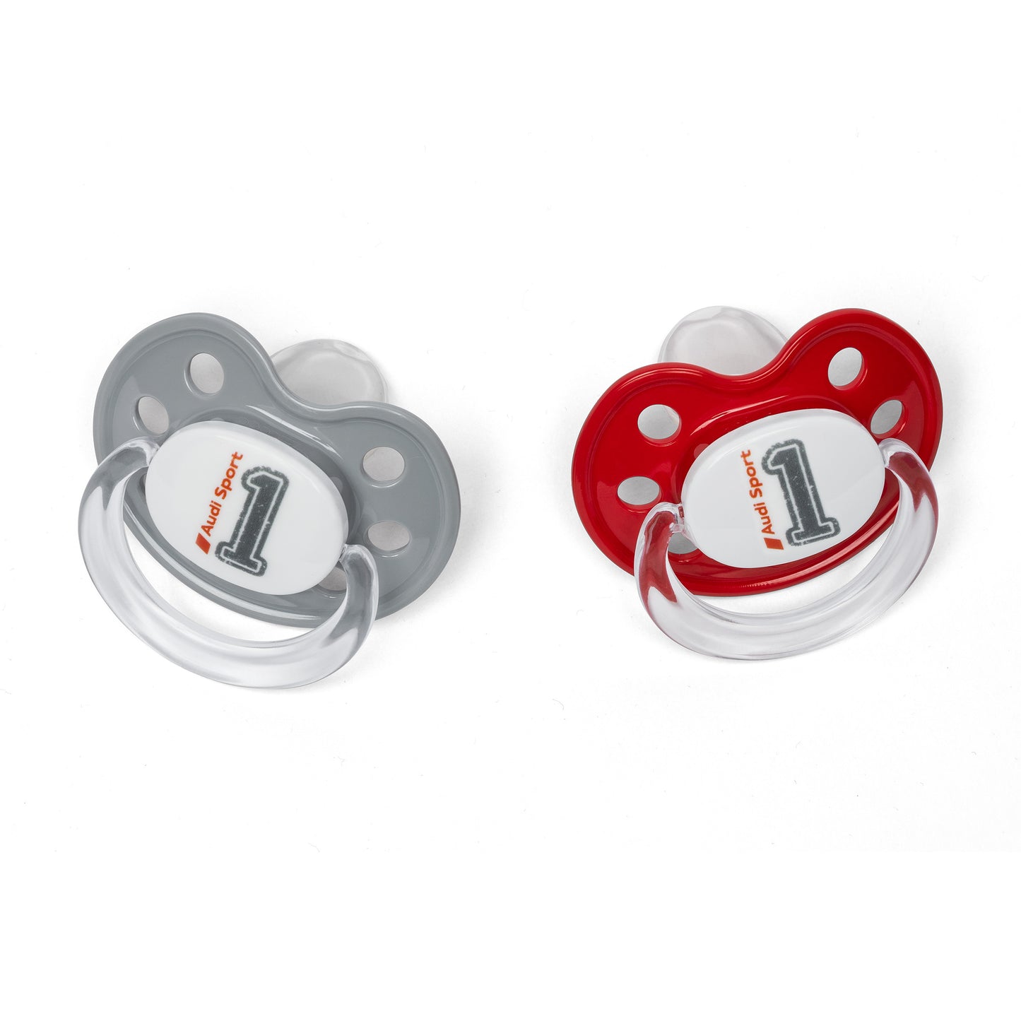 Audi Sport Dummy with chain, set of 2, Babys, grey/red